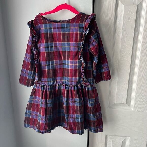 Tea Collection Family Plaid Girl’s Long Sleeve Ruffle Hem Dress - 8 - Picture 1 of 5